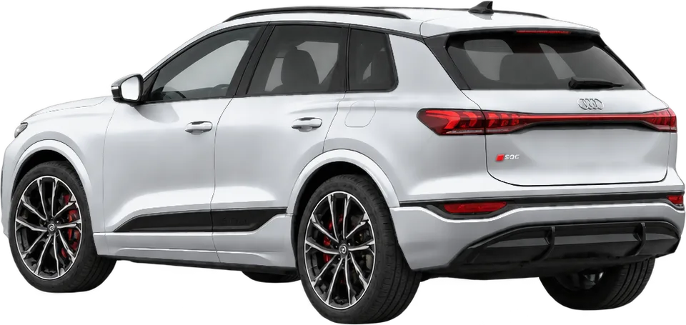 Audi SQ6 e-tron 2025 rear three-quarter view